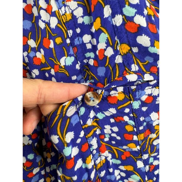 Anthropologie Conversations floral blouse colorful retro sz 12 - Picture 7 of 9